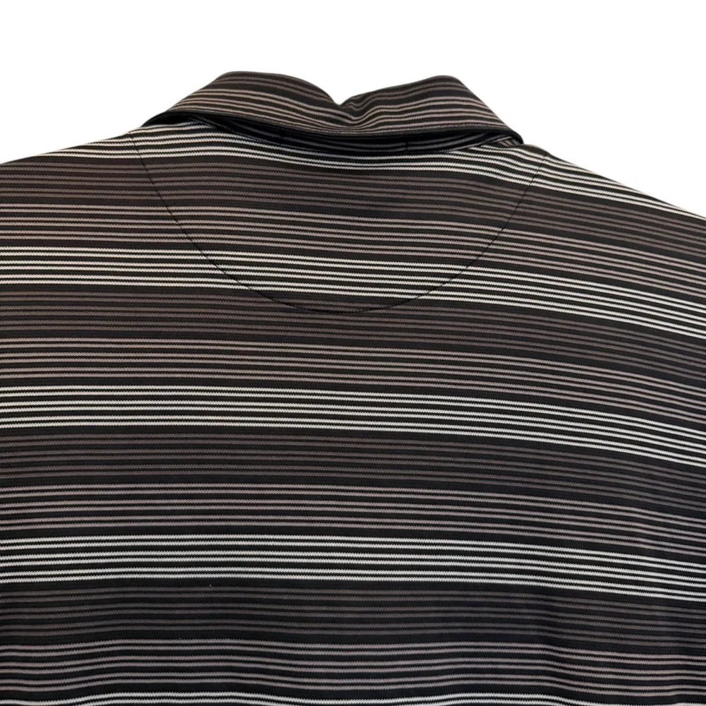VTG Tiger Woods Nike Fit Dry‎ Timarron Golf CC Polo Shirt Black Gray Striped XXL